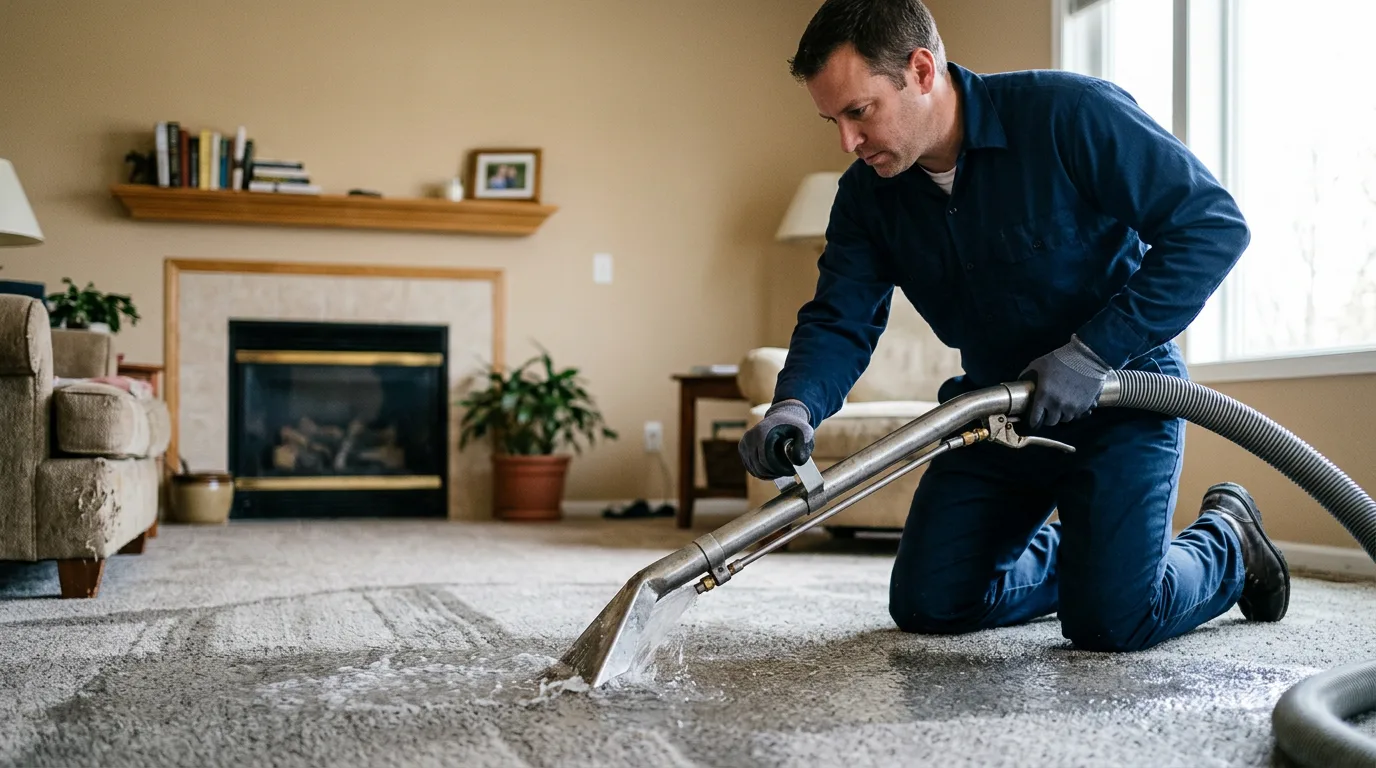 Water damage restoration technician working near Fayette City, PA
